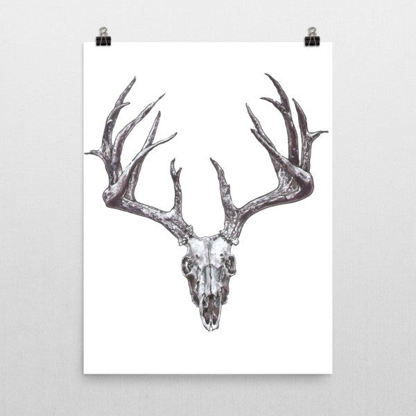 Stag Skull Black Ink Poster by Robert Bowen - Robert Bowen Tees