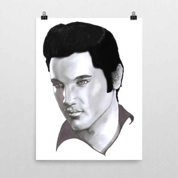 Elvis Presley Black Ink Poster - Robert Bowen Tees