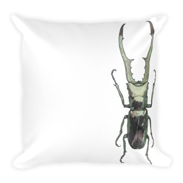 Stag Beetle Crawling by Robert Bowen Cushion - Robert Bowen Tees