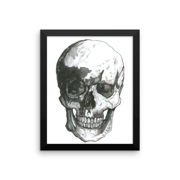 Skull Black Ink Framed Poster - Robert Bowen Tees
