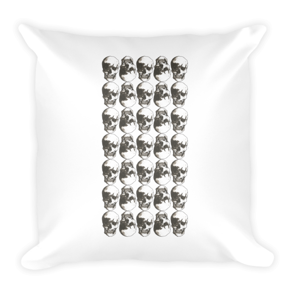 Skulls Grid Black Ink Cushion by Robert Bowen - Robert Bowen Tees