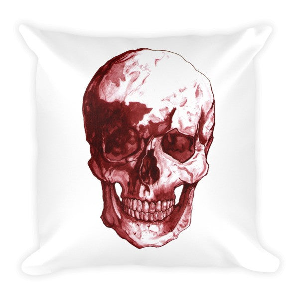 Skull Red Ink Cushion by Robert Bowen - Robert Bowen Tees