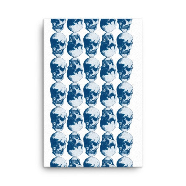 Skulls Grid Blue Ink Canvas by Robert Bowen - Robert Bowen Tees
