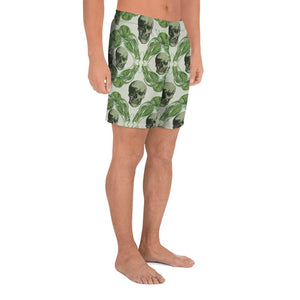 Skulls & Leaves by Robert Bowen All-Over Print Men's Athletic Long Shorts - Robert Bowen Tees