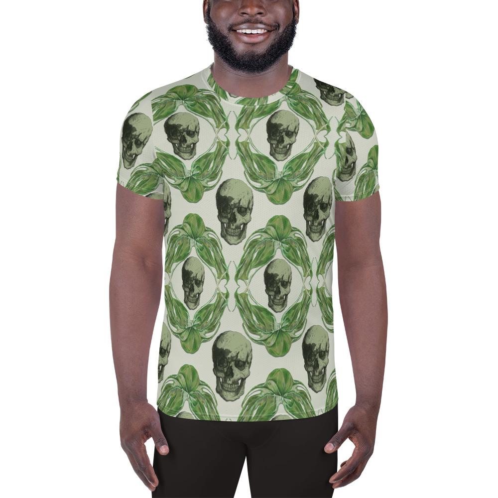 Skulls & Leaves by Robert Bowen All-Over Print Men's Athletic T-Shirt - Robert Bowen Tees