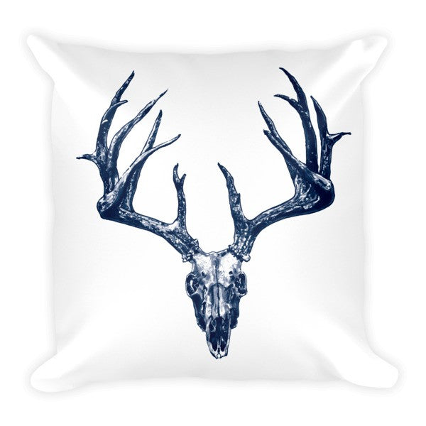 Stag Skulls Blue Ink Cushion by Robert Bowem - Robert Bowen Tees