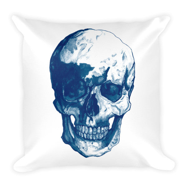 Skull Blue Ink Cushion - Robert Bowen Tees