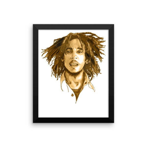 Bob Marley Brown Ink Framed Poster - Robert Bowen Tees