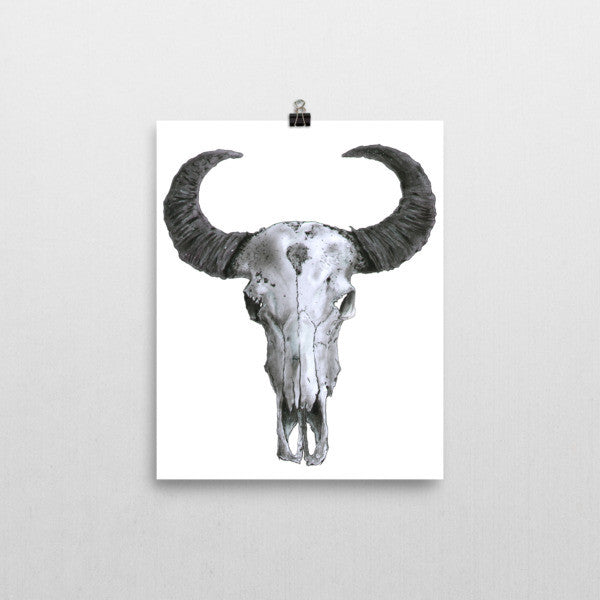 Ram Skull Black Ink Poster by Robert Bowen - Robert Bowen Tees
