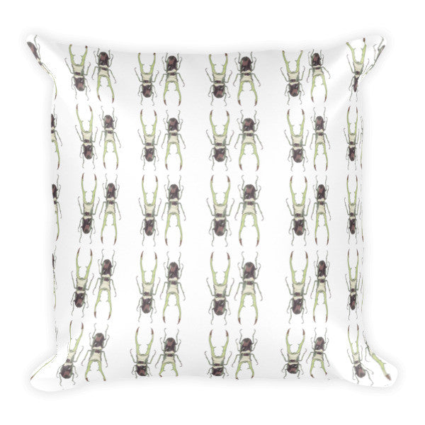 Stag Beetles Pattern by Robert Bowen Cushion - Robert Bowen Tees