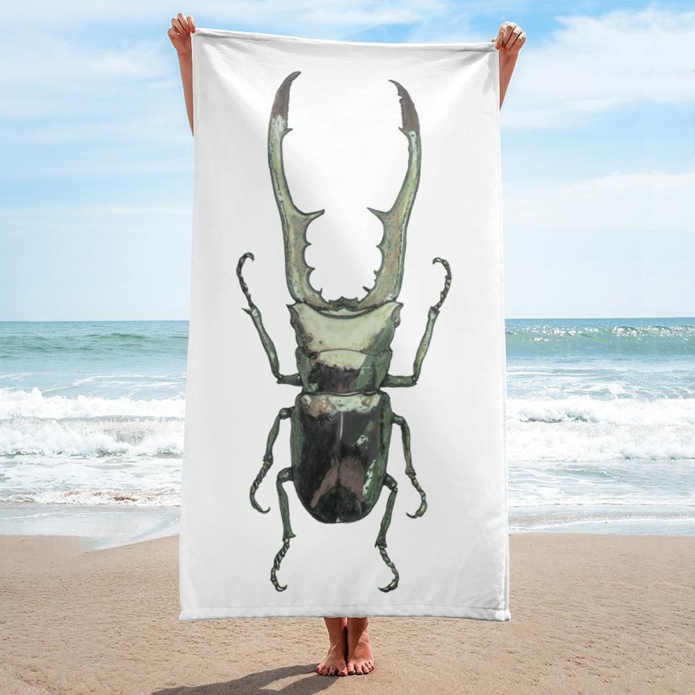 Stag Beetle Towel Illustrated by Robert Bowen - Robert Bowen Tees