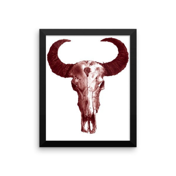 Ram Skull Brown Ink Framed Poster - Robert Bowen Tees