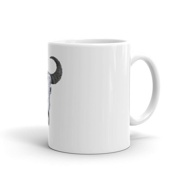 Ram Skull Black Ink by Robert Bowen Mug - Robert Bowen Tees