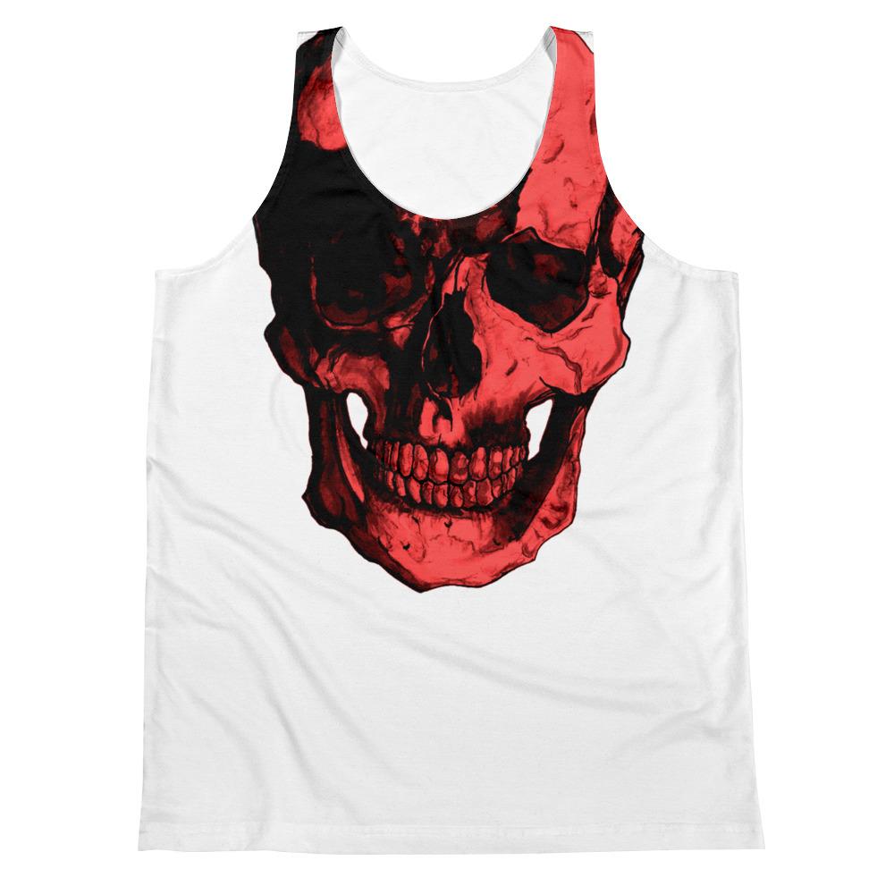 Red Skull Collar Bone Unisex Tank Top by Robert Bowen - Robert Bowen Tees