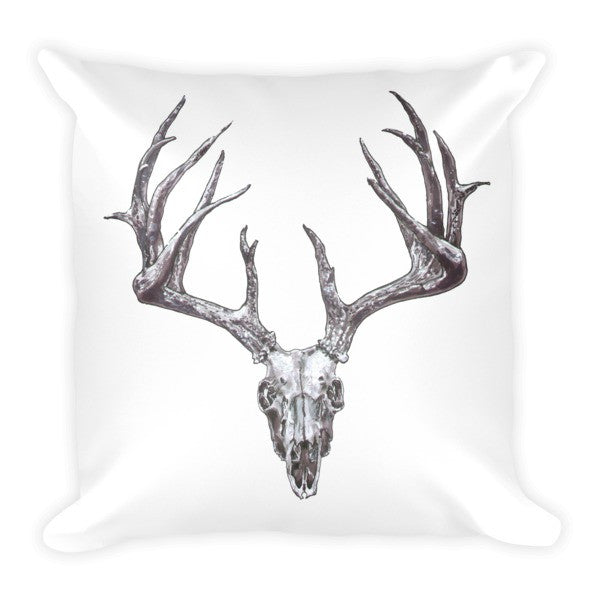 Stag Skull Black Ink Cushion by Robert Bowen - Robert Bowen Tees