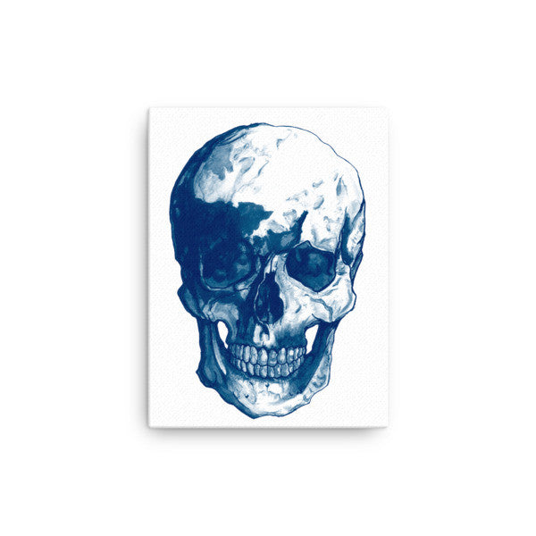 Skull Blue Ink Canvas by Robert Bowen - Robert Bowen Tees