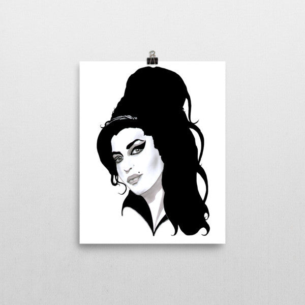 Amy Winehouse Black Ink Poster - Robert Bowen Tees