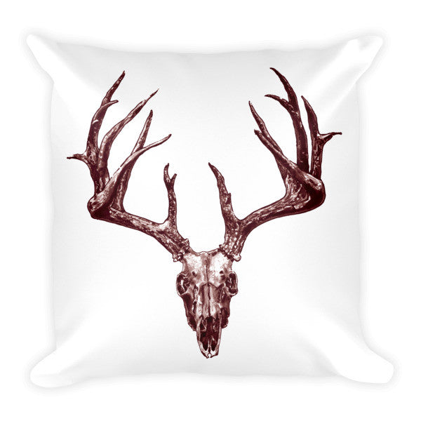 Stag Skull Brown Ink Cushion by Robert Bowen - Robert Bowen Tees