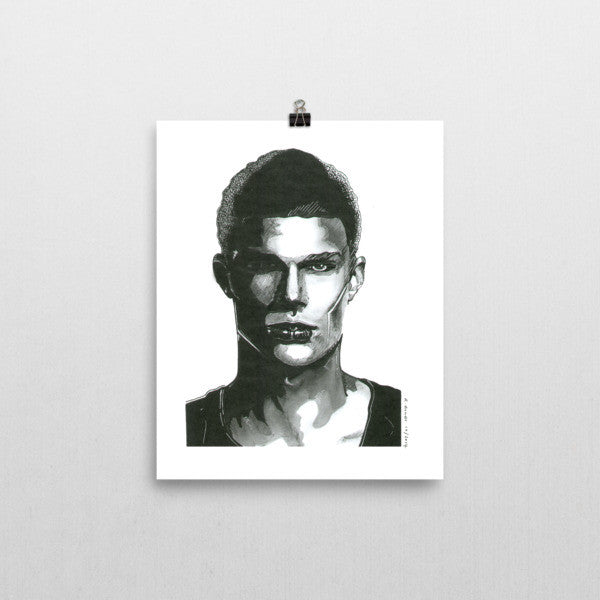 Comic Model Man Black Ink Poster - Robert Bowen Tees