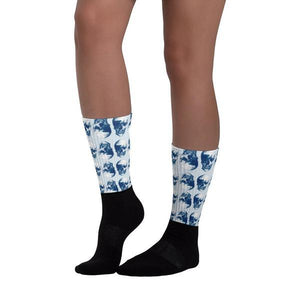 Blue Skulls Opposites Socks by Robert Bowen - Robert Bowen Tees