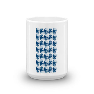 Skulls Grid Blue Ink by Robert Bowen Mug - Robert Bowen Tees