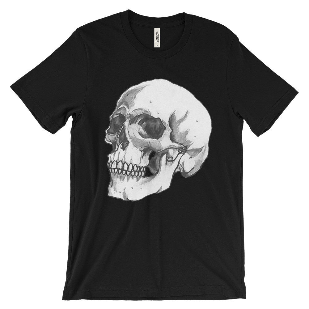 Skull 3/4 Unisex Short Sleeve T-Shirt Illustrated by Robert Bowen - Robert Bowen Tees