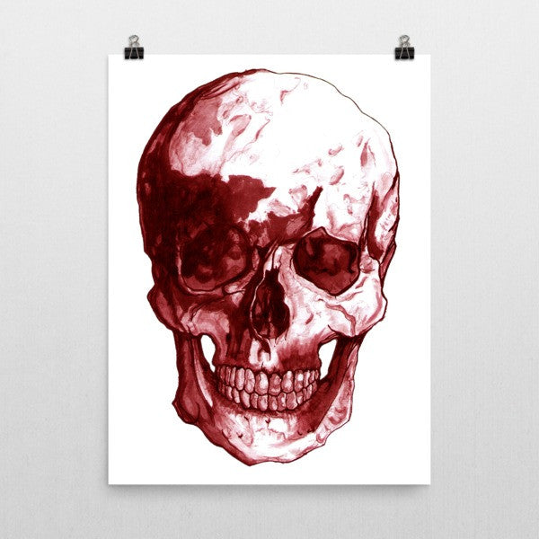 Skull Red Ink Poster by Robert Bowen - Robert Bowen Tees