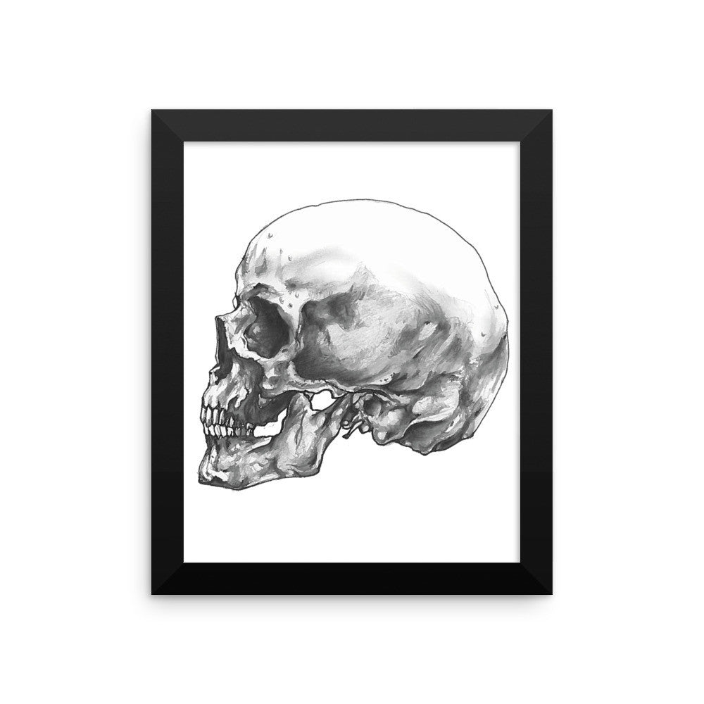 Skull Profile Framed Poster Illustrated by Robert Bowen - Robert Bowen Tees