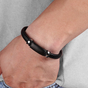 Men's Stainless Steel/Leather Wristband