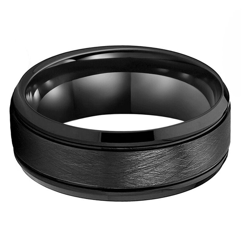 Men's Unique Brushed Tungsten Ring