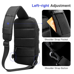 Men's Chest USB Charge Sling Bag