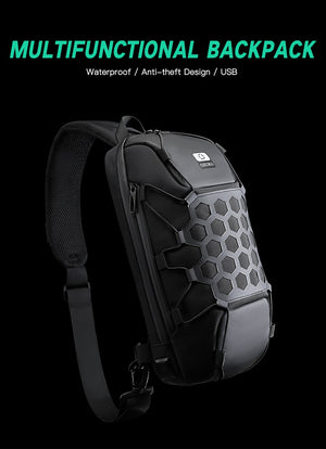 Men's Chest USB Charge Sling Bag