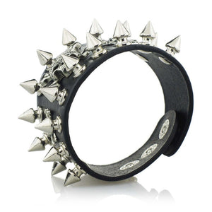 Unisex Rock Spikes Rivet Gothic Skull  Leather Bracelet - Robert Bowen Tees