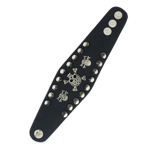 Unisex Rock Spikes Rivet Gothic Skull  Leather Bracelet - Robert Bowen Tees