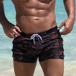 Men's Camo Pockets Swim-Shorts