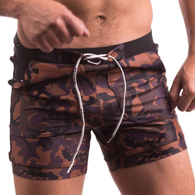 Men's Camo Pockets Swim-Shorts