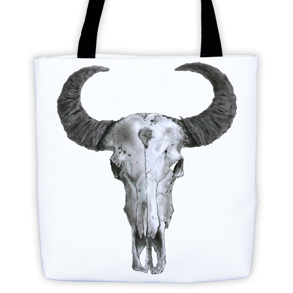 Ram Skull Black Ink Tote Bag by Robert Bowen - Robert Bowen Tees