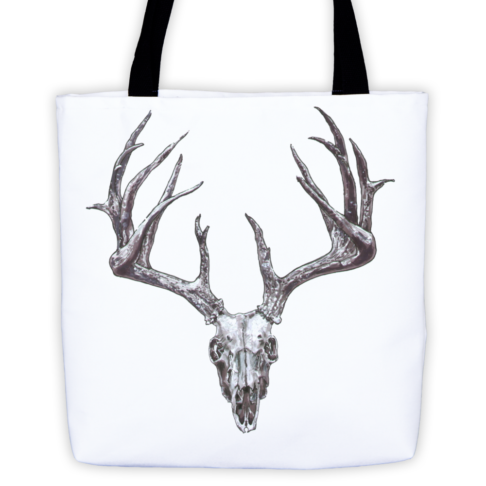 Stag Skull Black Ink Tote Bag by Robert Bowen - Robert Bowen Tees