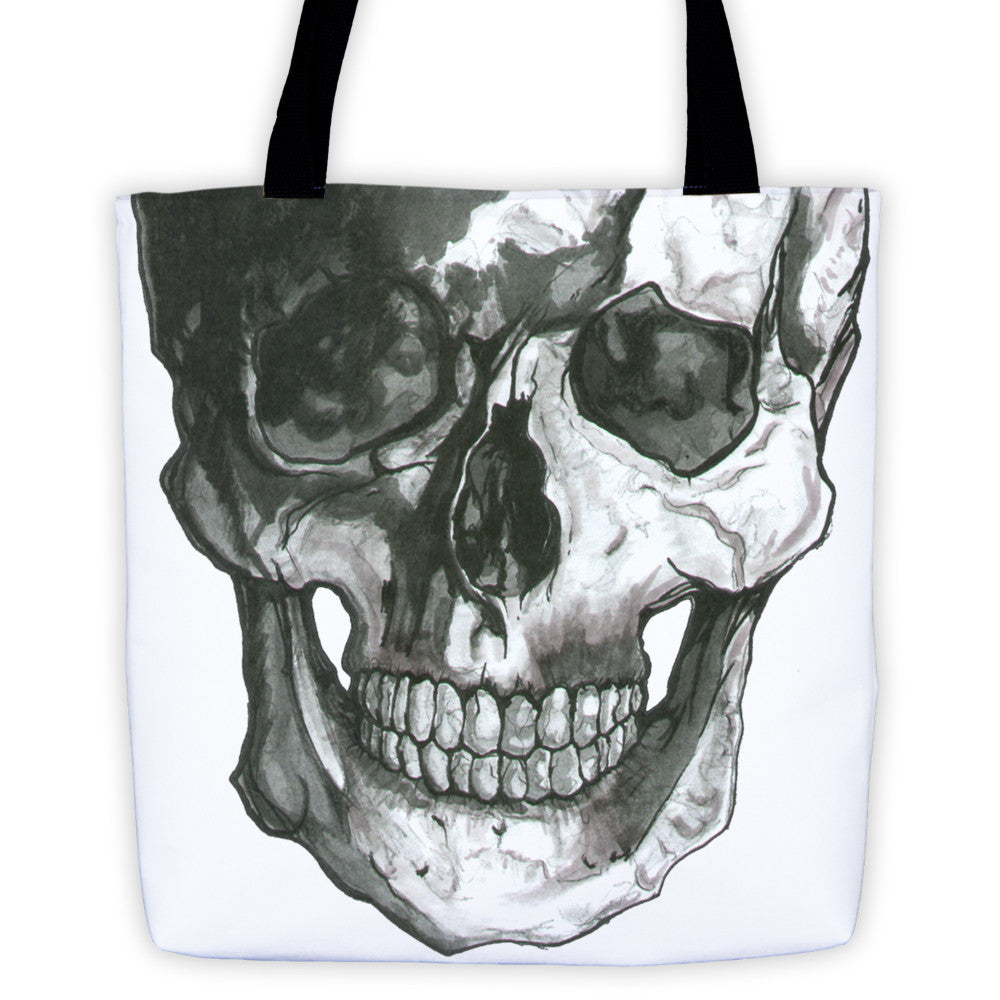 Skull Scalpel Black Ink Tote Bag by Robert Bowen - Robert Bowen Tees