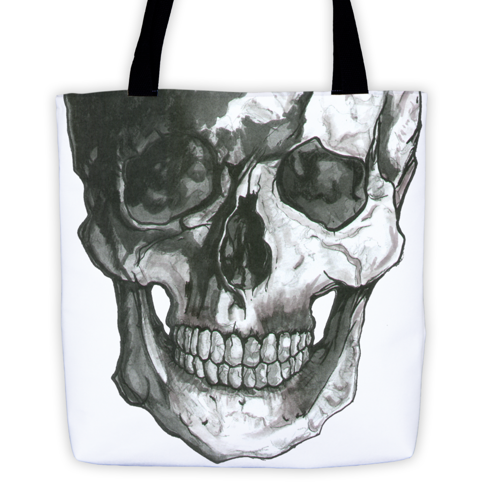 Skull Scalpel Black Ink Tote Bag by Robert Bowen - Robert Bowen Tees