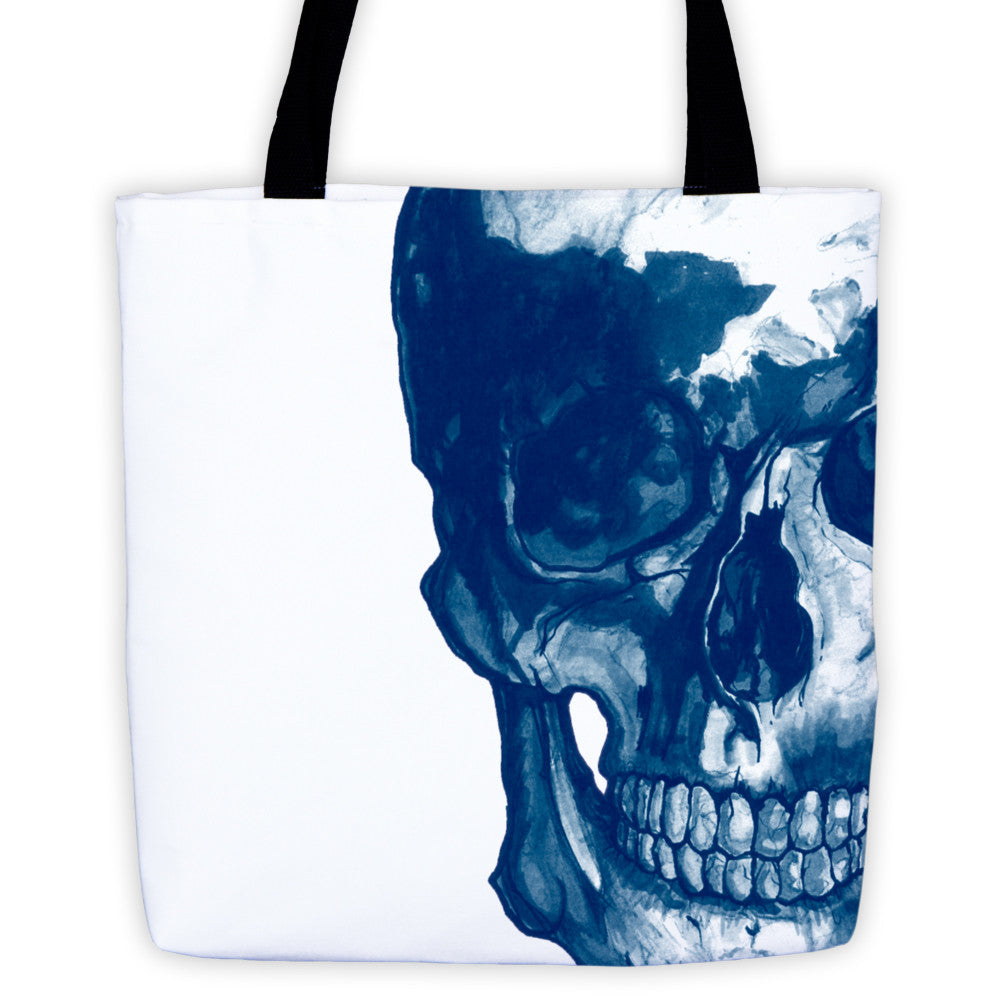 Skull Epic Blue Ink Tote Bag by Robert Bowen - Robert Bowen Tees