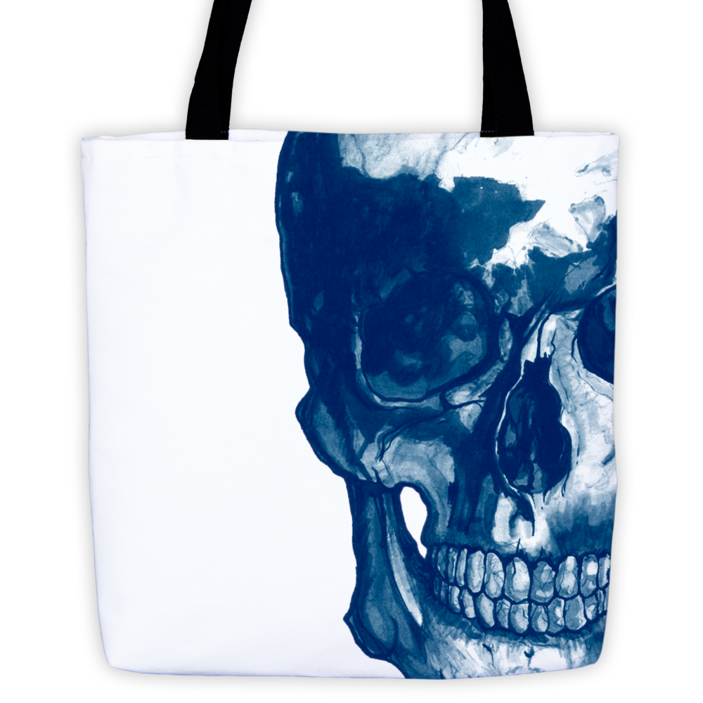 Skull Epic Blue Ink Tote Bag by Robert Bowen - Robert Bowen Tees