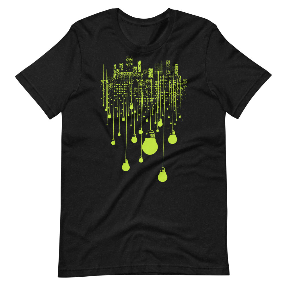 City Lime Green Bulb Lights Multi-Print Short-Sleeve Unisex T-Shirt